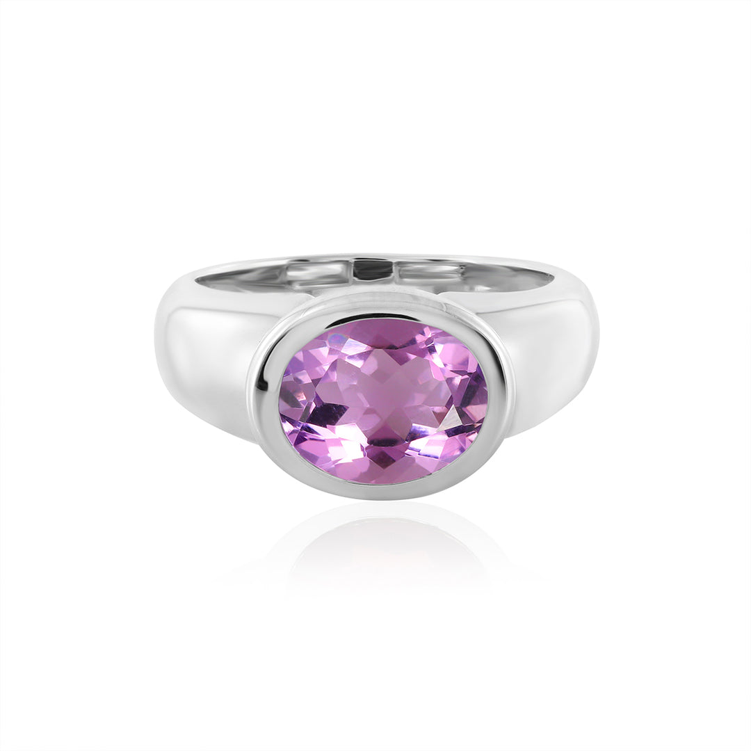 Pink Amethyst Silver Ring