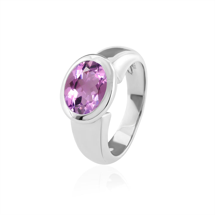 Pink Amethyst Silver Ring