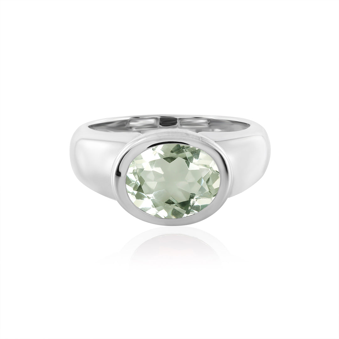 Green Amethyst Silver Ring