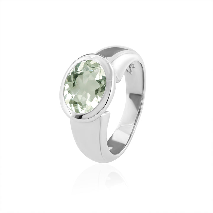 Green Amethyst Silver Ring