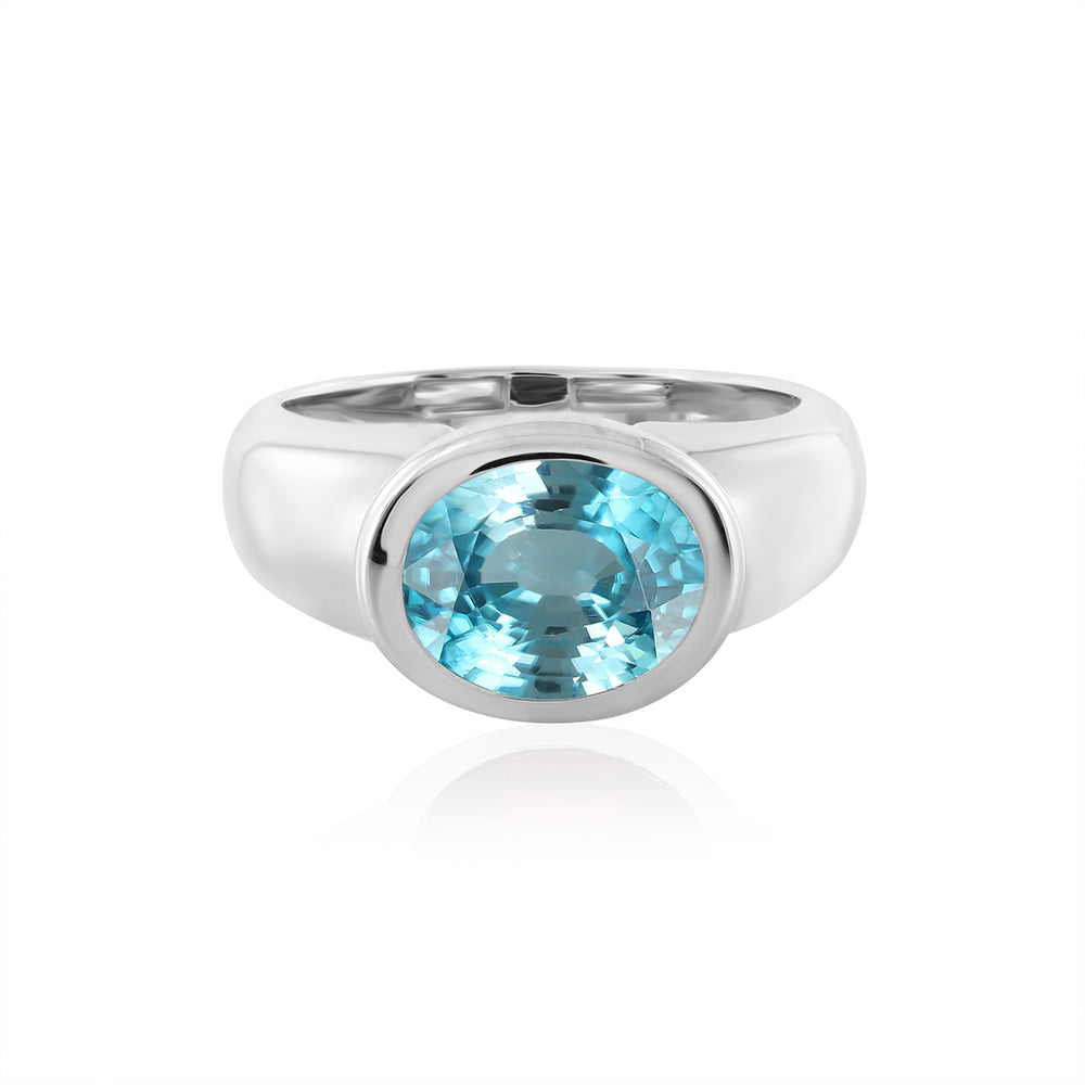 Blue Zircon Silver Ring