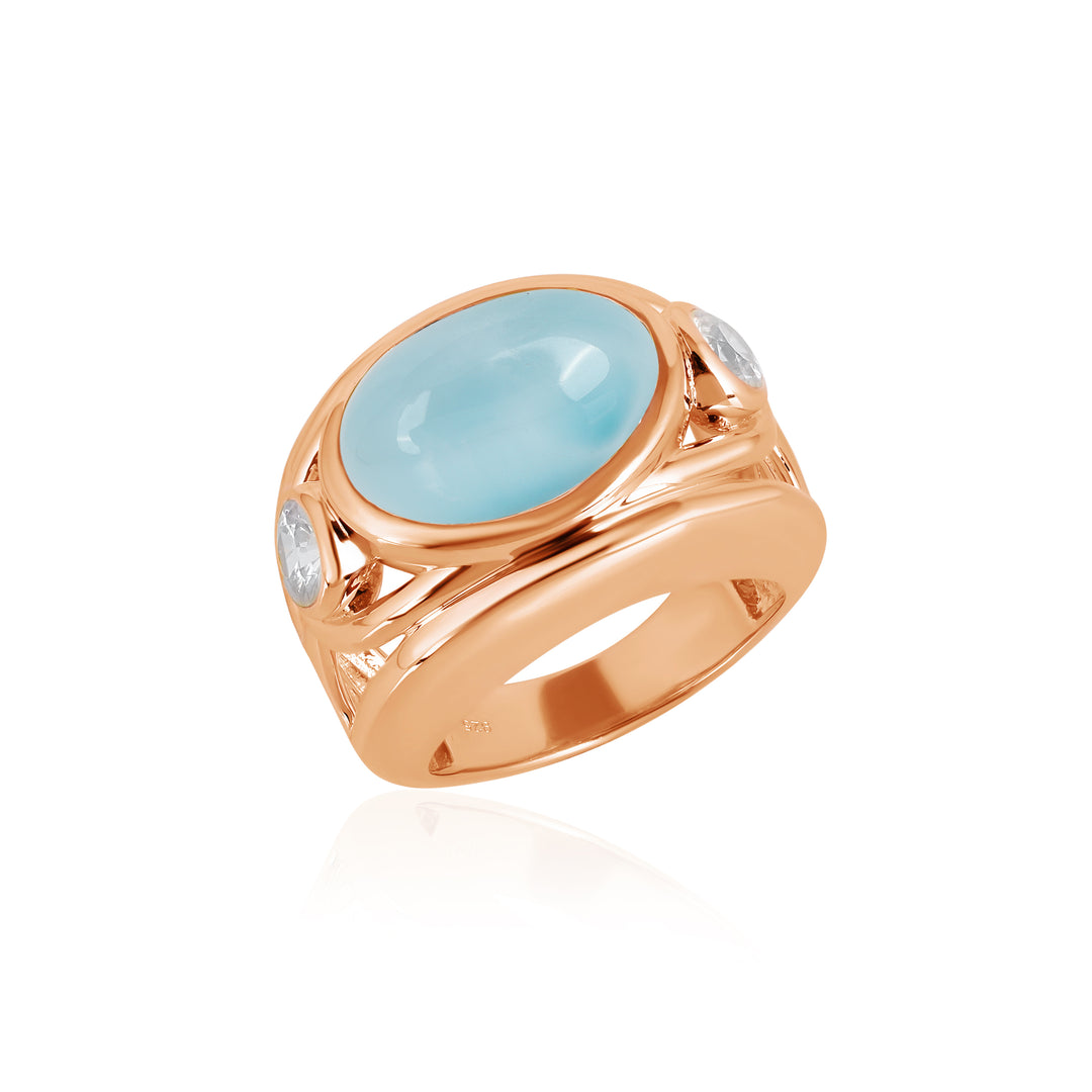 Larimar and Zircon Silver Ring