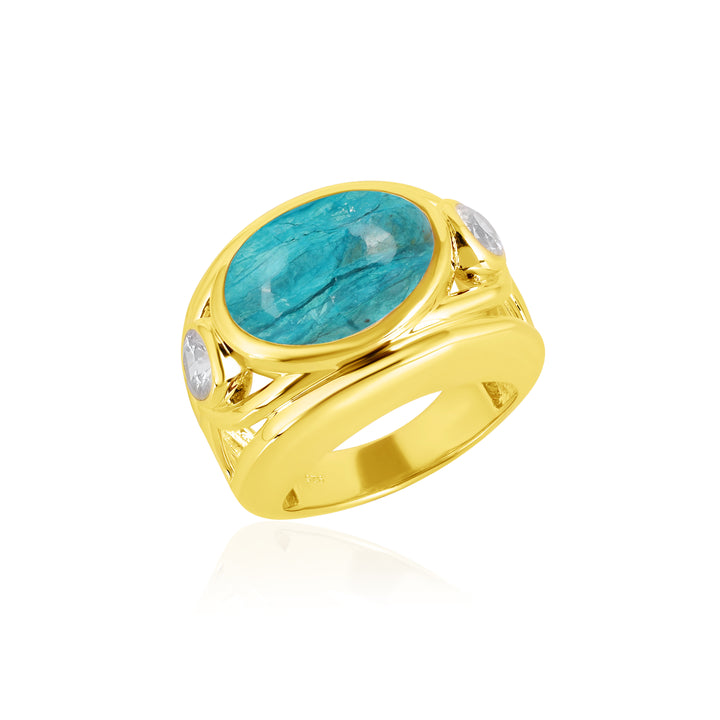 Opaline and Zircon Silver Ring