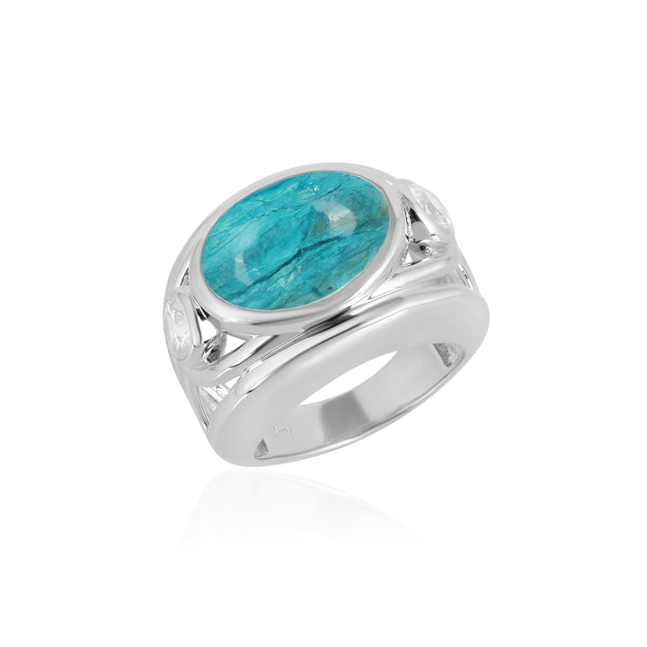 Opaline and Zircon Silver Ring