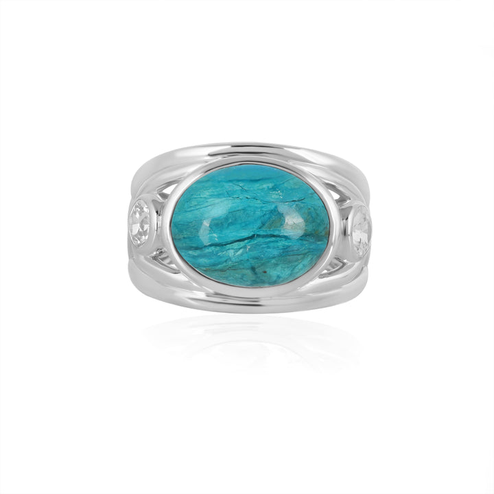 Opaline and Zircon Silver Ring