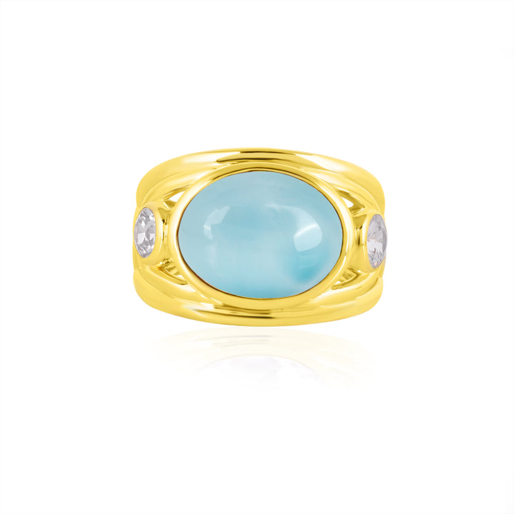 Larimar and Zircon Silver Ring