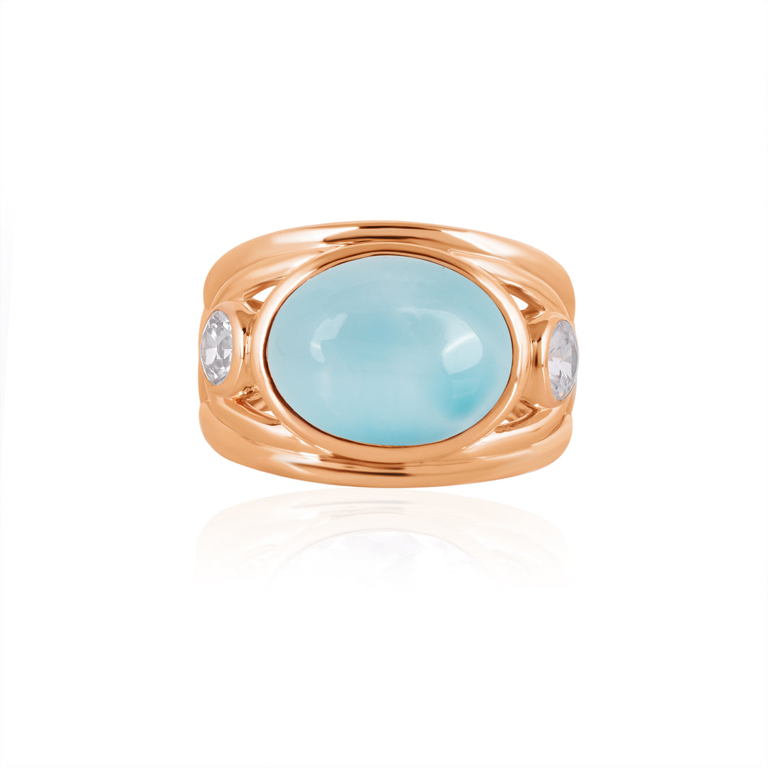 Larimar and Zircon Silver Ring