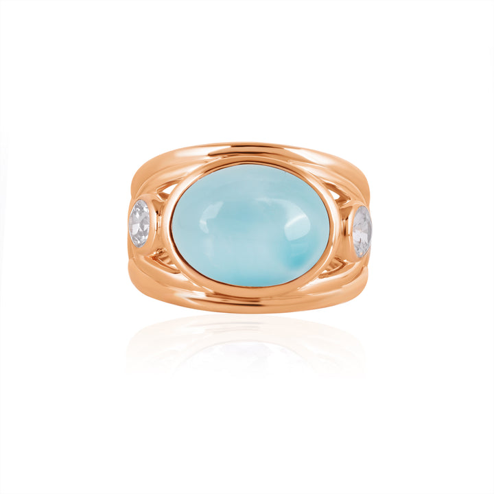 Larimar and Zircon Silver Ring