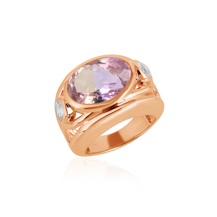 Ametrine and White Zircon Silver Ring