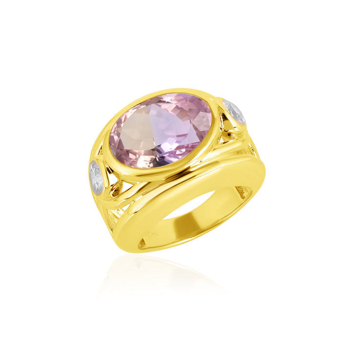 Ametrine and White Zircon Silver Ring