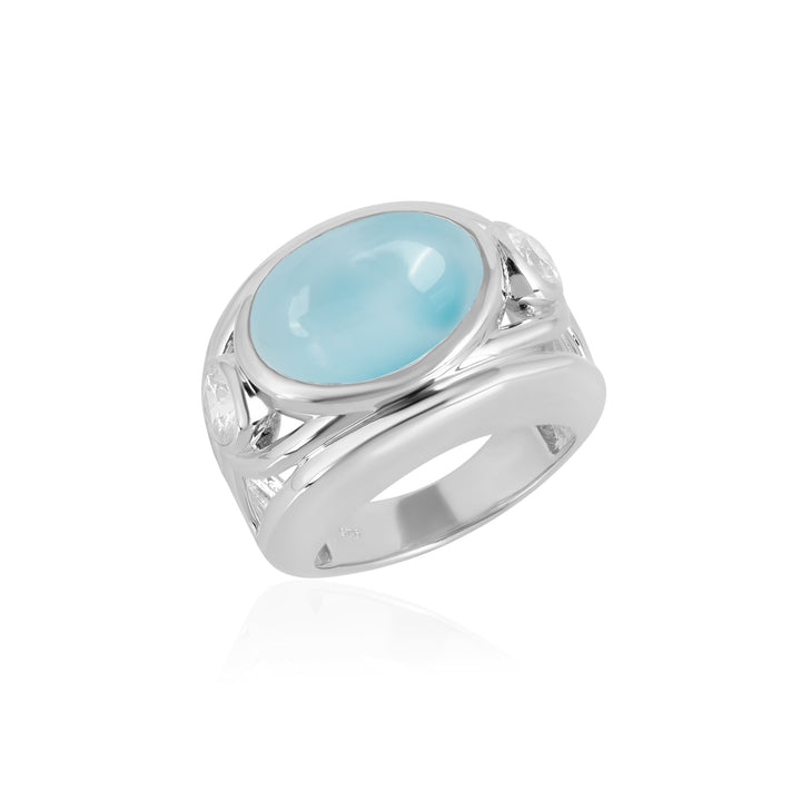 Larimar and Zircon Silver Ring