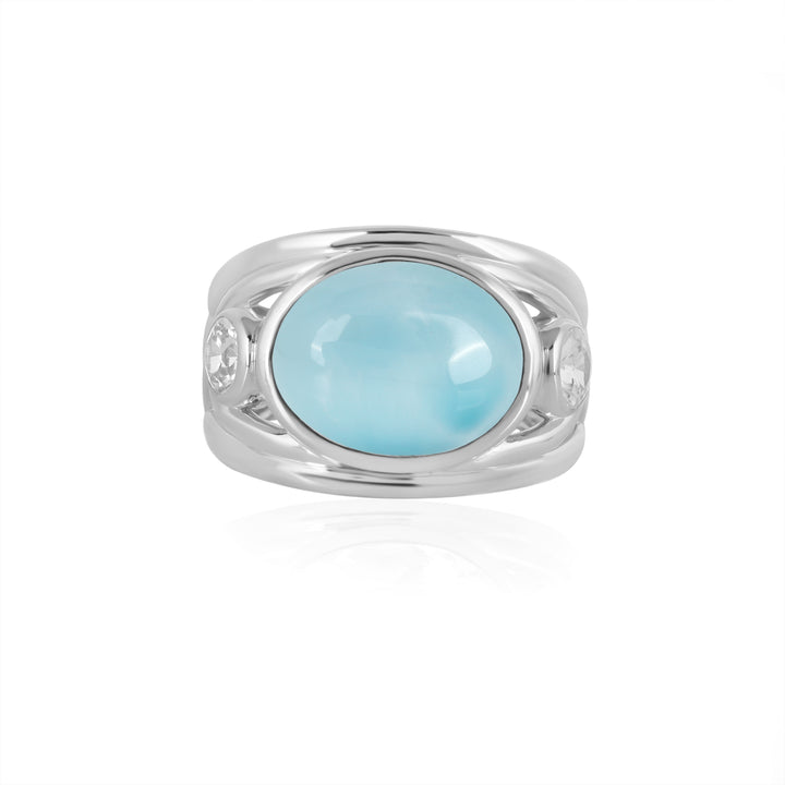 Larimar and Zircon Silver Ring