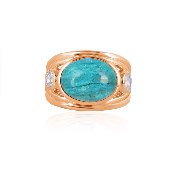 Opaline and Zircon Silver Ring