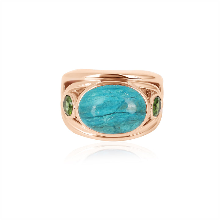 Opaline and Green Tourmaline Silver Ring