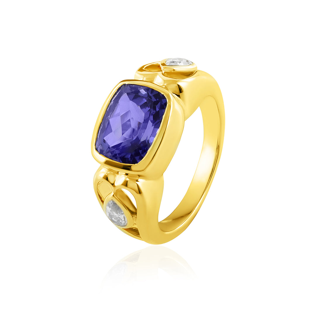 Tanzanite and Zircon Silver Ring