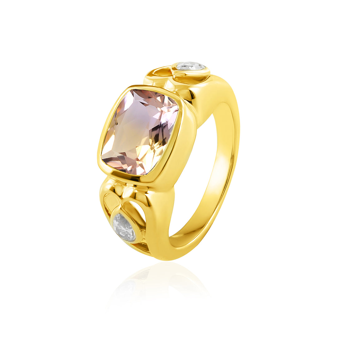 Ametrine and Zircon 925 Silver Ring