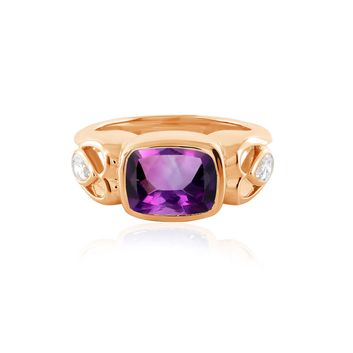 Amethyst and Zircon 925 Silver Ring