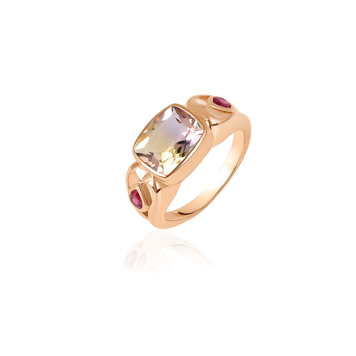 Ametrine and Ruby Silver Ring