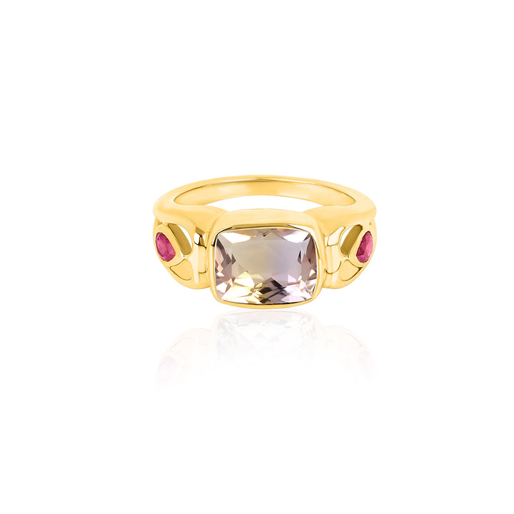 Ametrine and Ruby Silver Ring