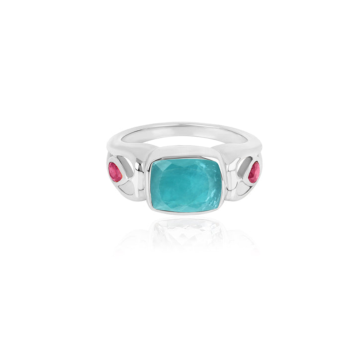 Grandidierite and Ruby Silver Ring