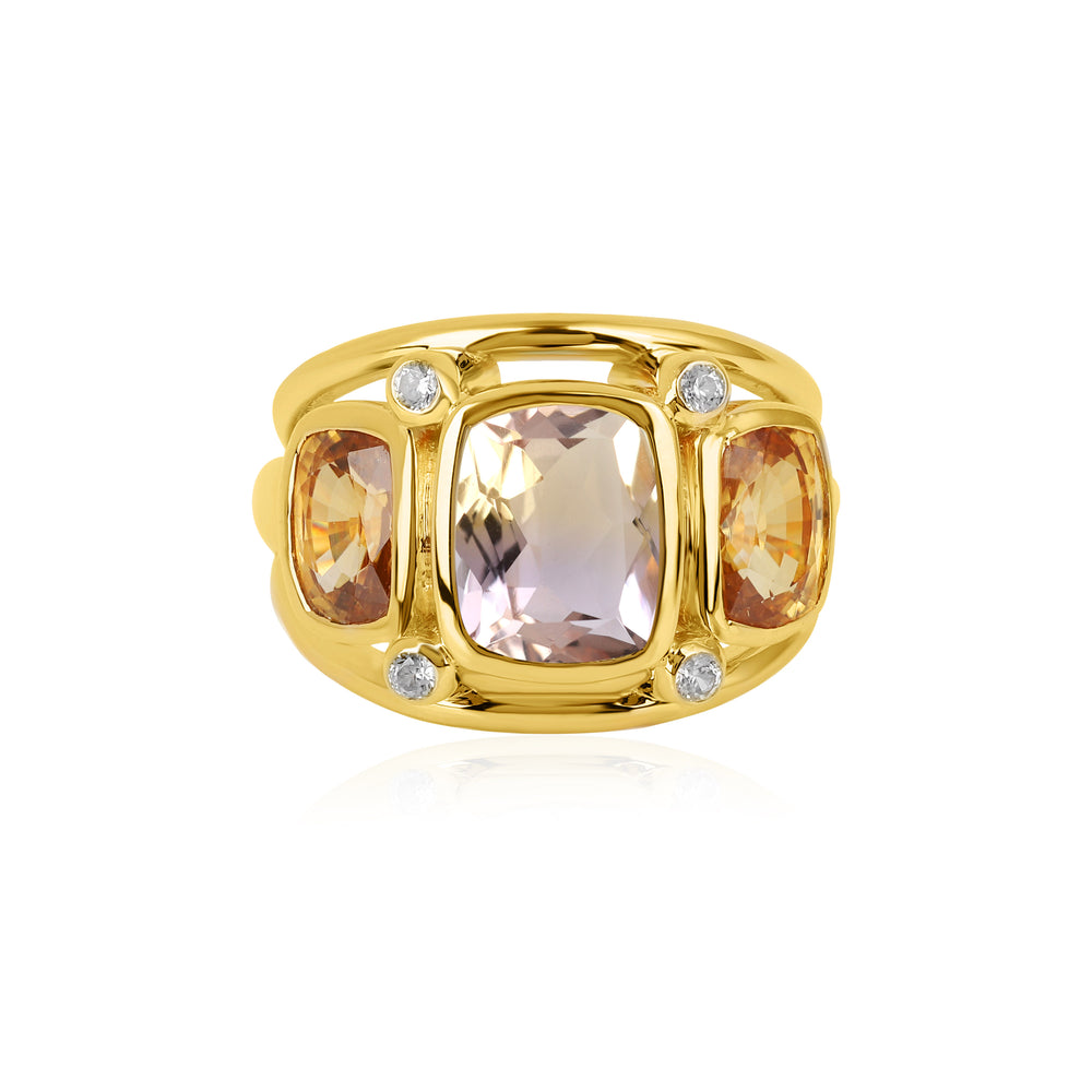 Ametrine and Mandarin Zircon Silver Ring