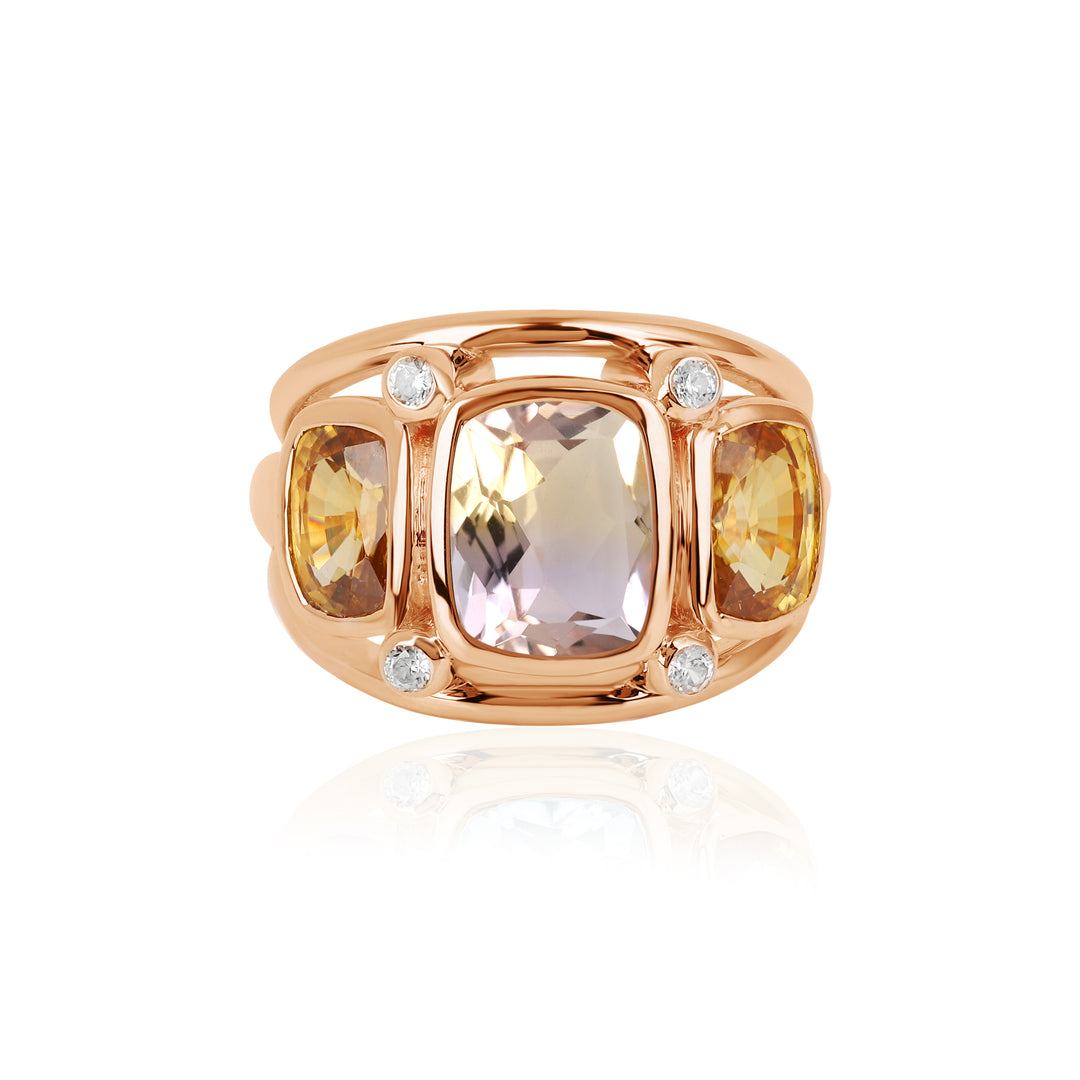 Ametrine and Mandarin Zircon Silver Ring