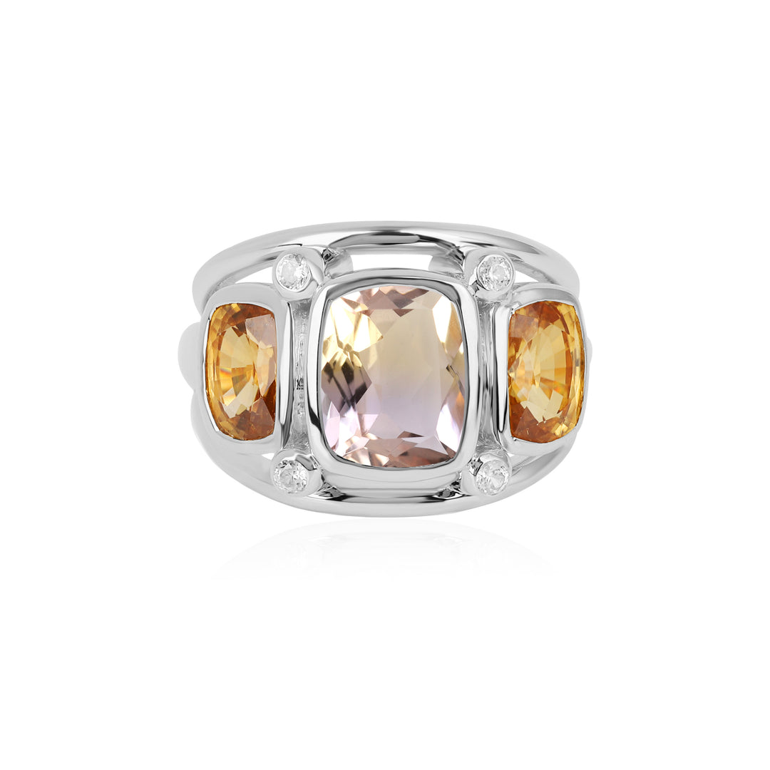 Ametrine and Mandarin Zircon Silver Ring