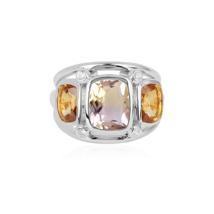 Ametrine and Mandarin Zircon Silver Ring