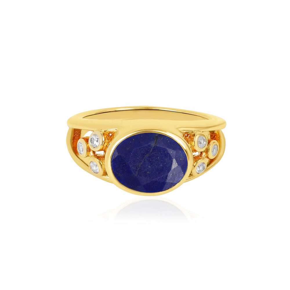 Lapis Lazuli and Zircon Silver Ring