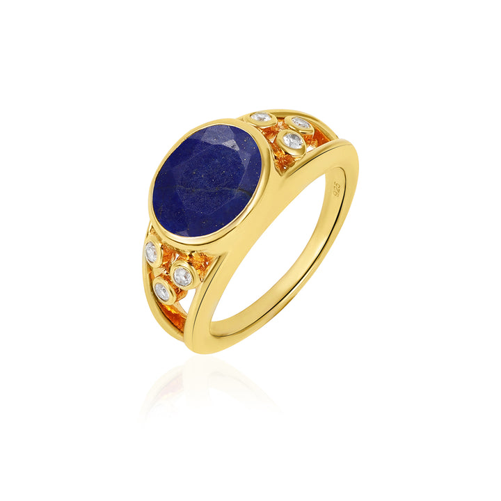 Lapis Lazuli and Zircon Silver Ring