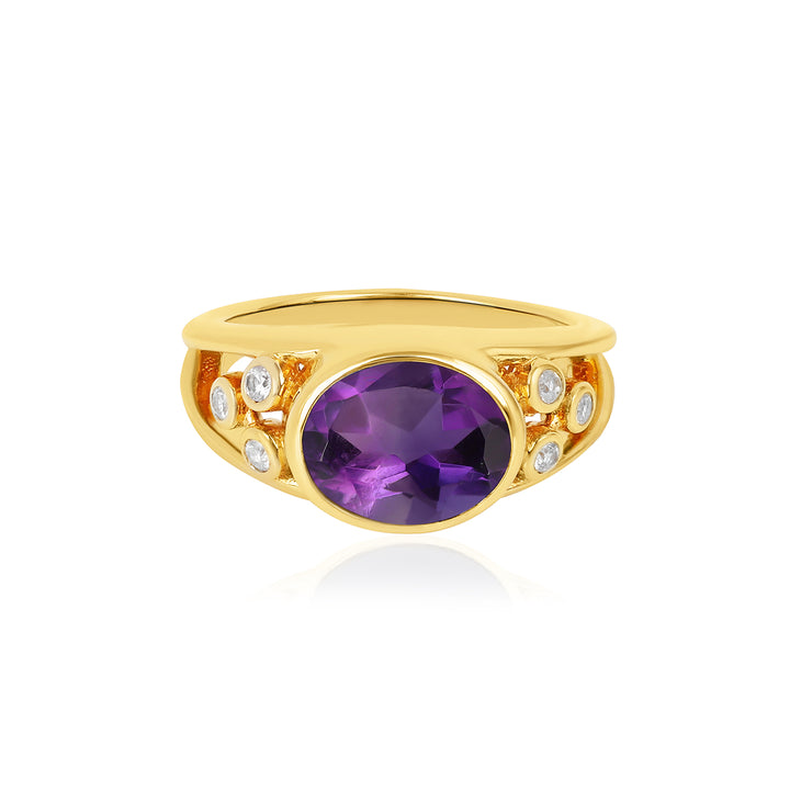 Amethyst and Zircon Silver Ring