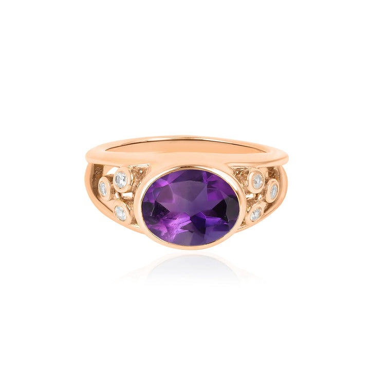 Amethyst and Zircon Silver Ring