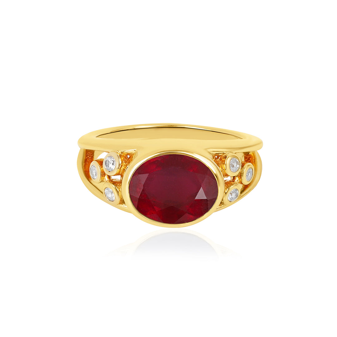 Ruby and Zircon Silver Ring