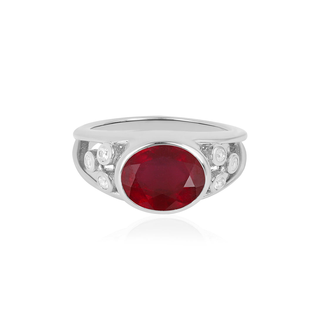 Ruby and Zircon Silver Ring