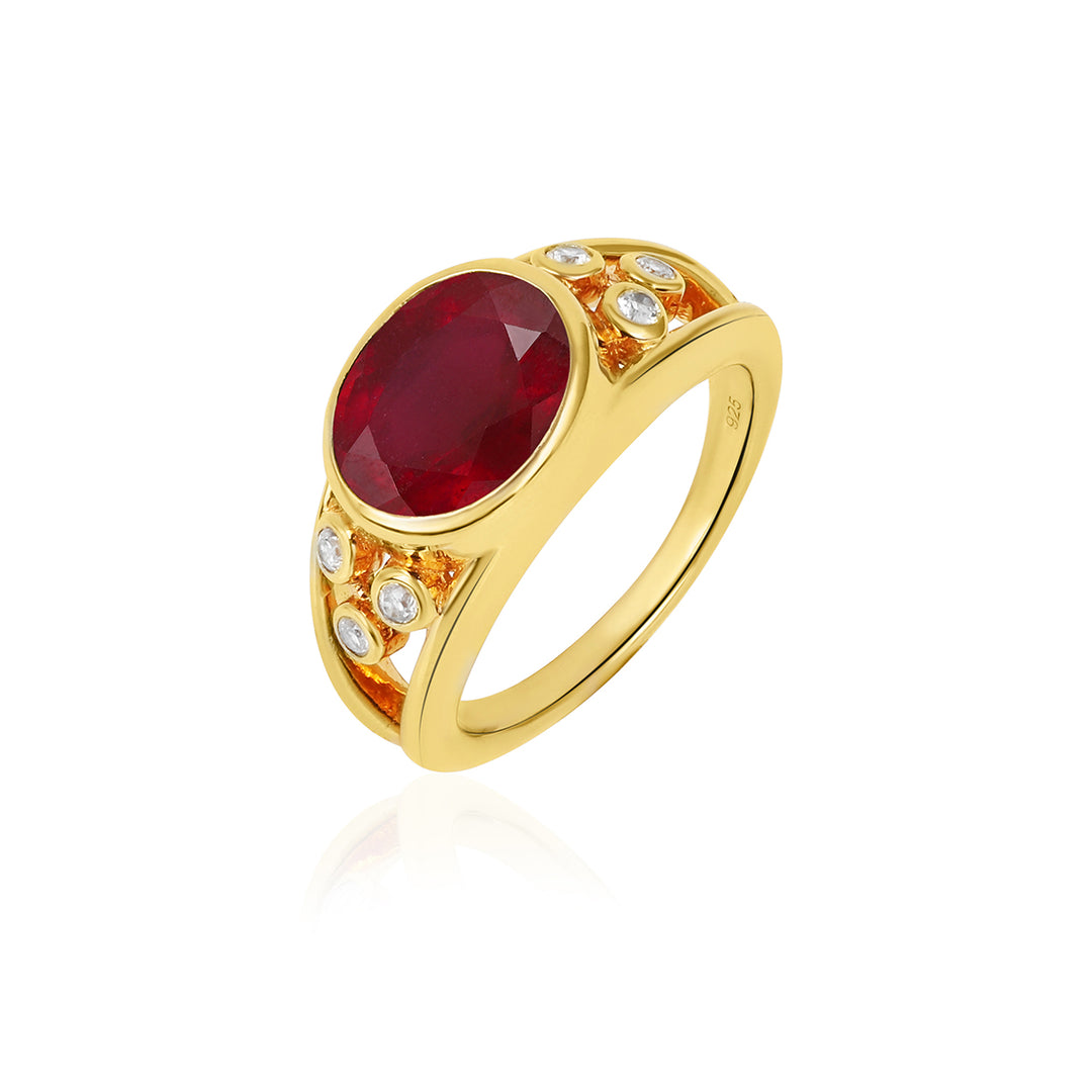 Ruby and Zircon Silver Ring