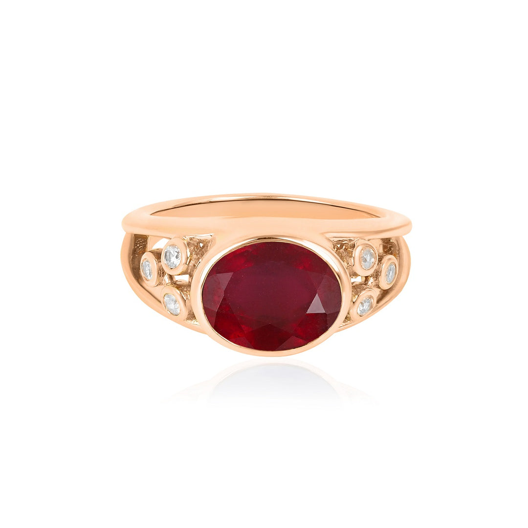 Ruby and Zircon Silver Ring