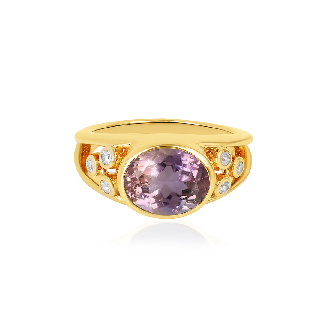 Ametrine and Zircon Silver Ring