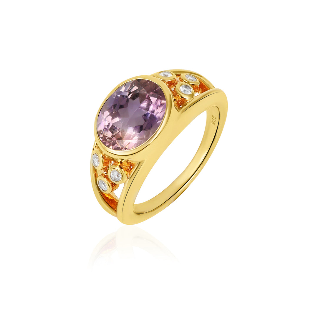 Ametrine and Zircon Silver Ring