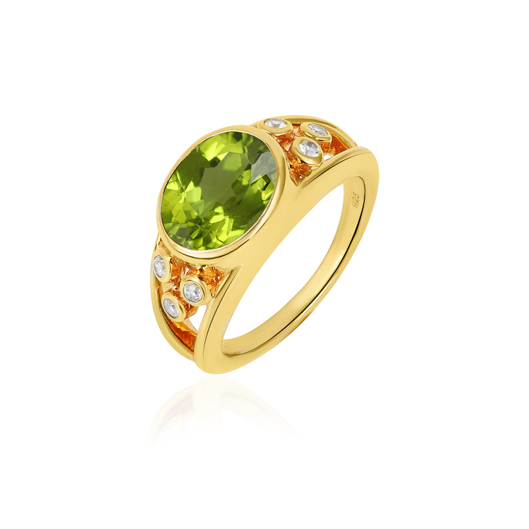 Peridot and Zircon Silver Ring