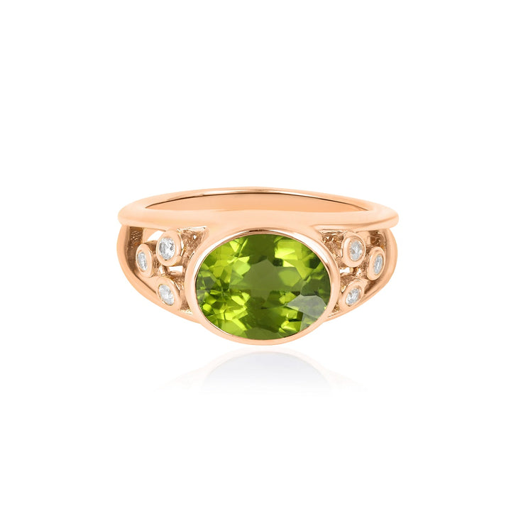 Peridot and Zircon Silver Ring