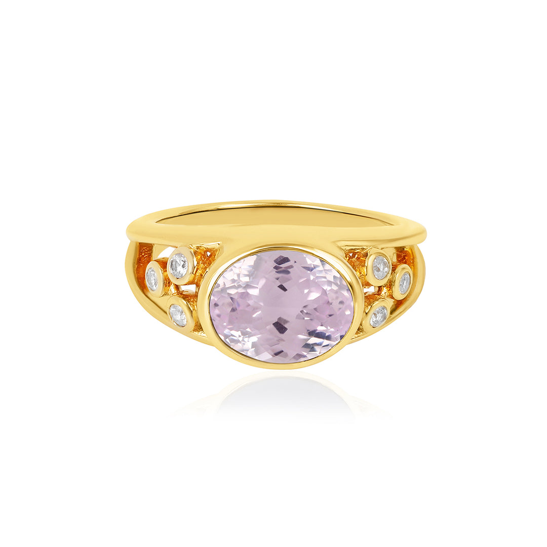 Kunzite and Zircon Silver Ring