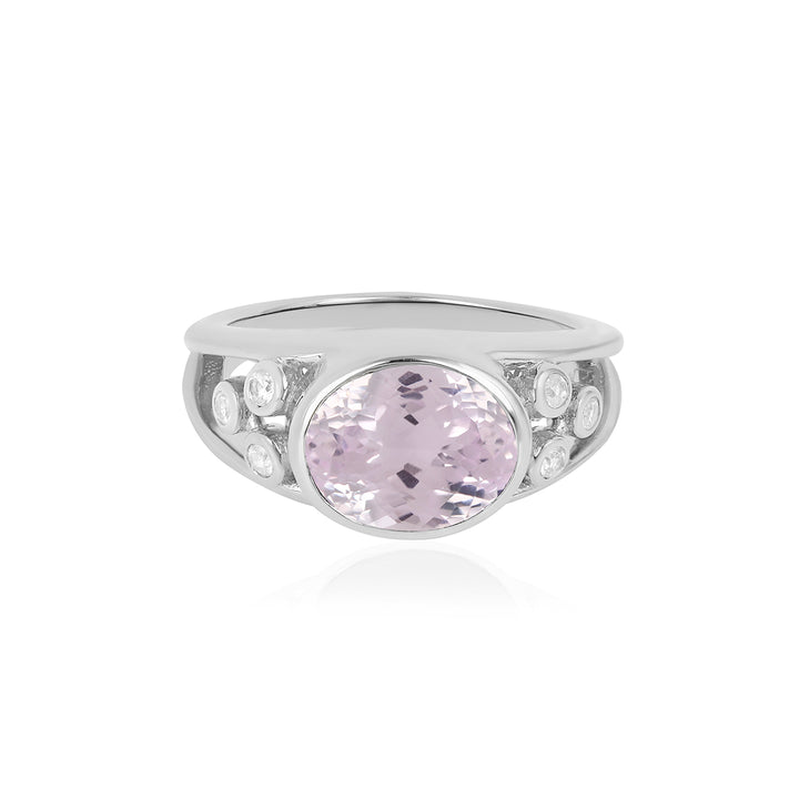 Kunzite and Zircon Silver Ring