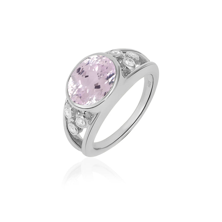 Kunzite and Zircon Silver Ring