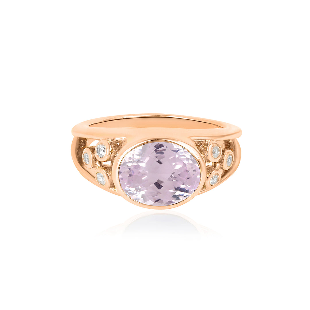 Kunzite and Zircon Silver Ring