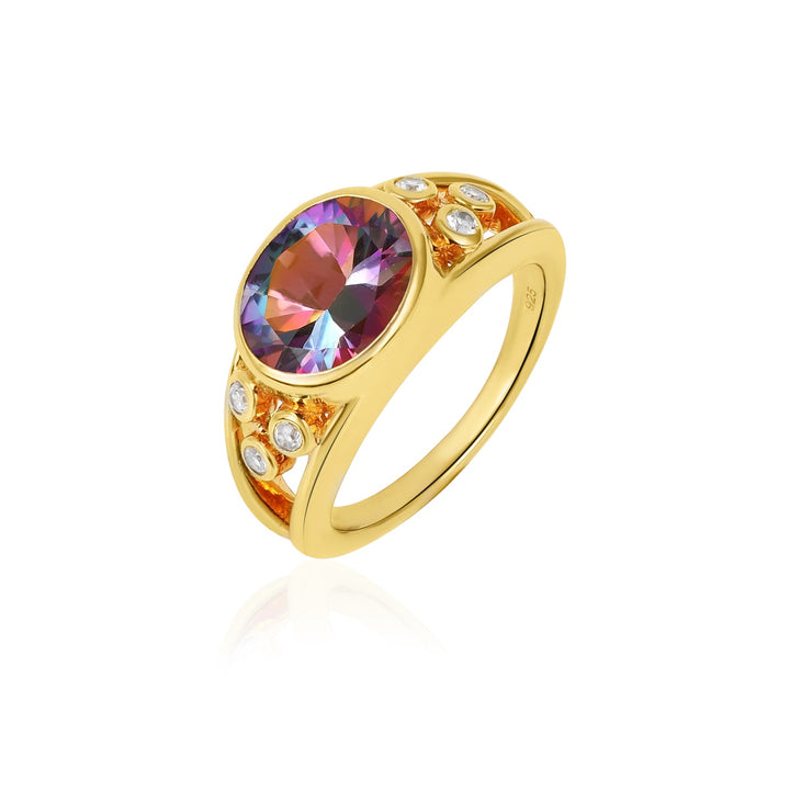 Mystic Topaz and Zircon Silver Ring