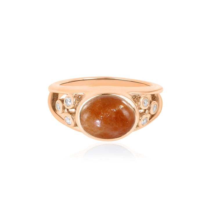 Sunstone and Zircon Silver Ring