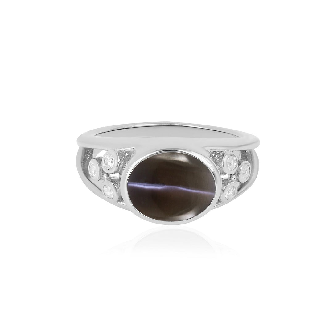 Sillimanite Star and Zircon Silver Ring