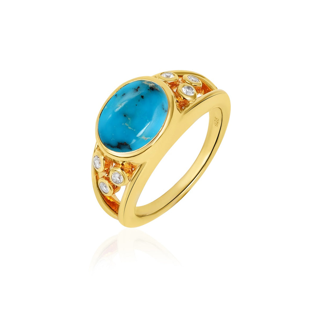 Turquoise and Zircon Silver Ring