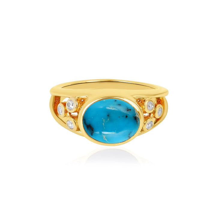 Turquoise and Zircon Silver Ring