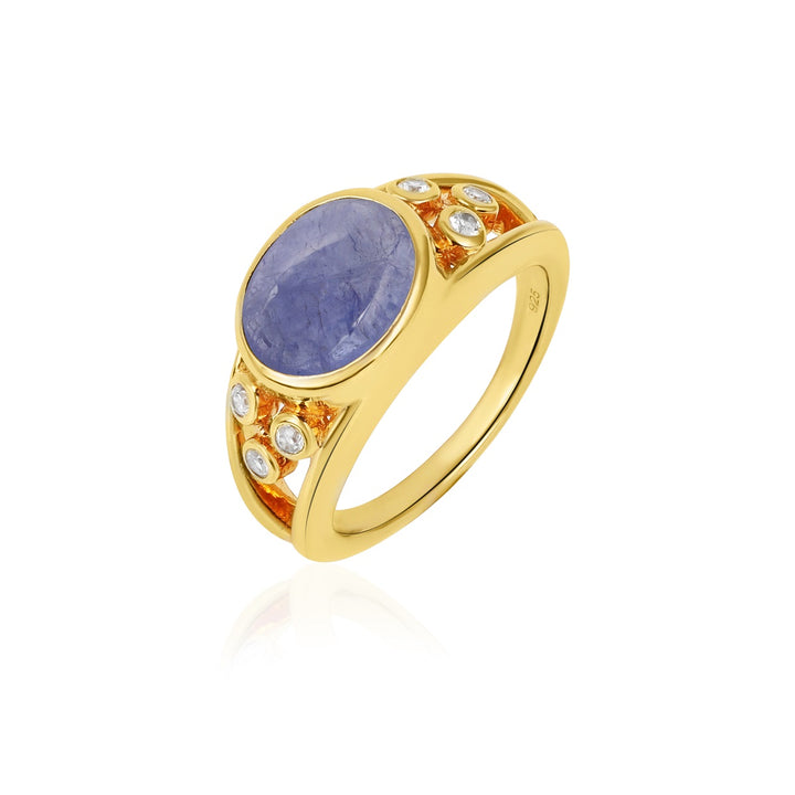 Tanzanite and Zircon Silver Ring